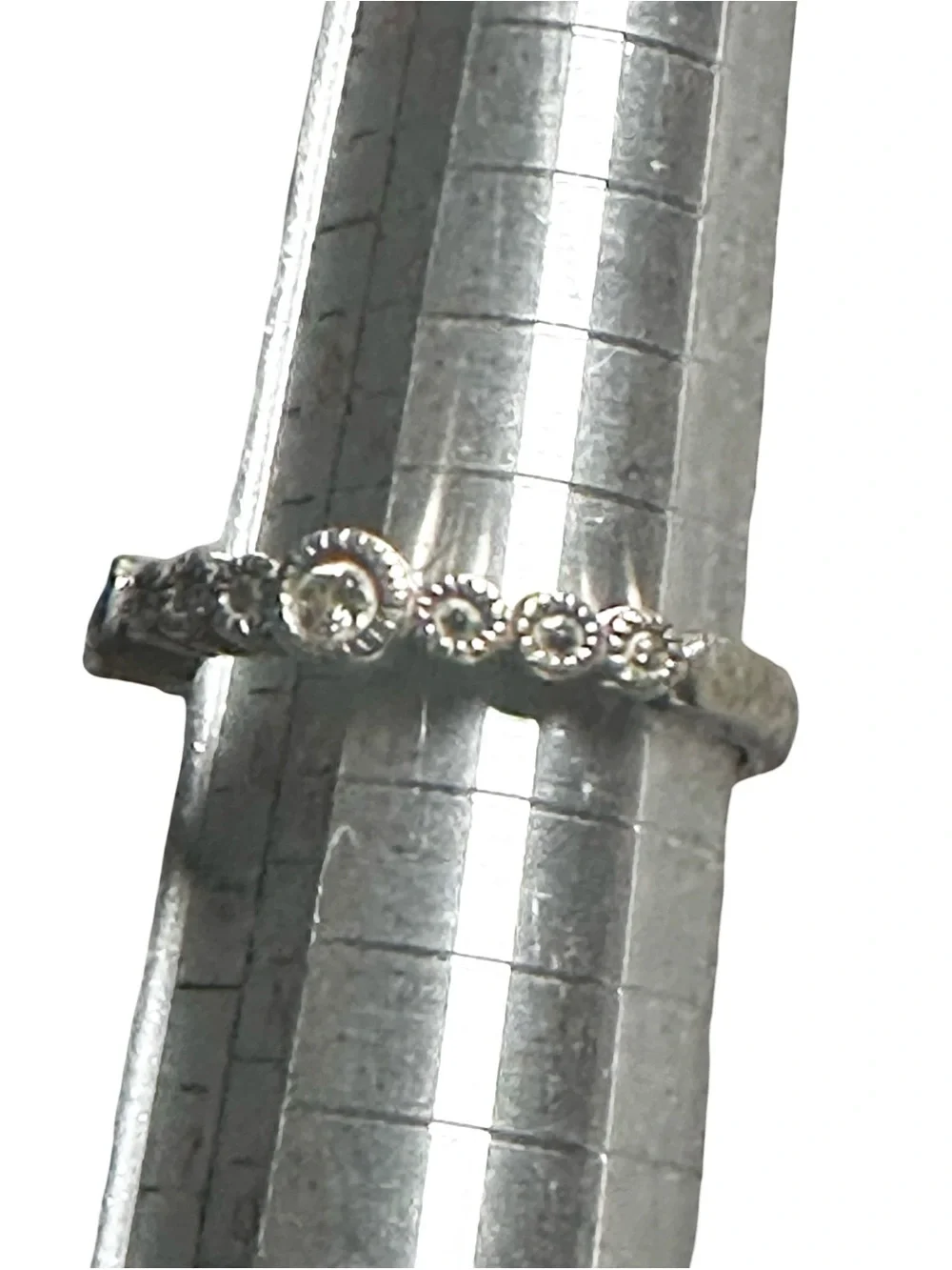 Sterling Silver Marcasite Style Rhinestone Band Ring Size 5.5